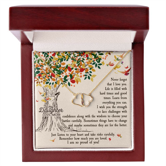 Golden Hearts Necklace with card >To My Daughter<