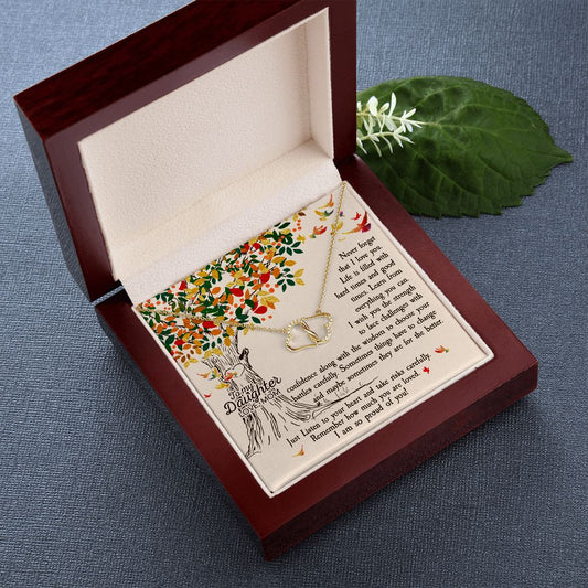 Golden Hearts Necklace with card >To My Daughter<