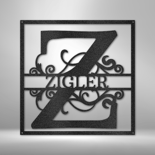 Split Square Monogram - Steel SIgn