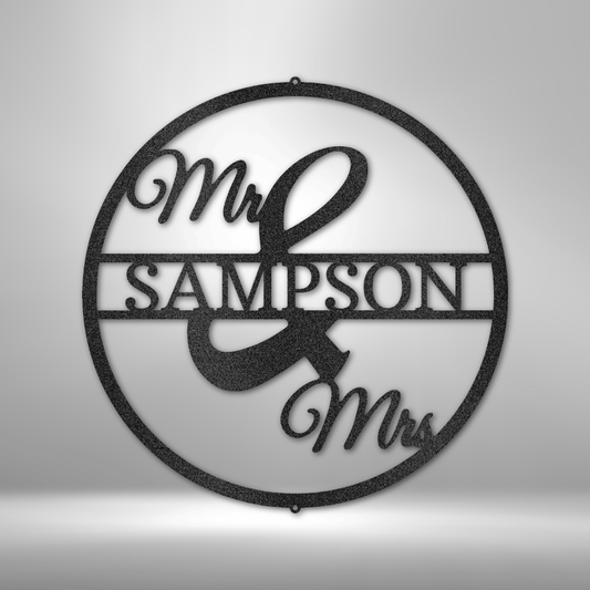 Mr. and Mrs. Circle Monogram - Steel Sign