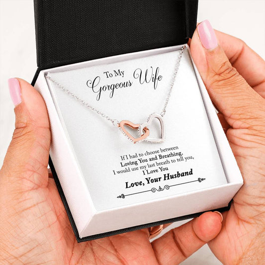 Interlocking Hearts, with message card: To My Gorgeous Wife