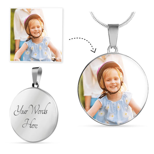 CUSTOM Ciricle Silver Adjustable Necklace