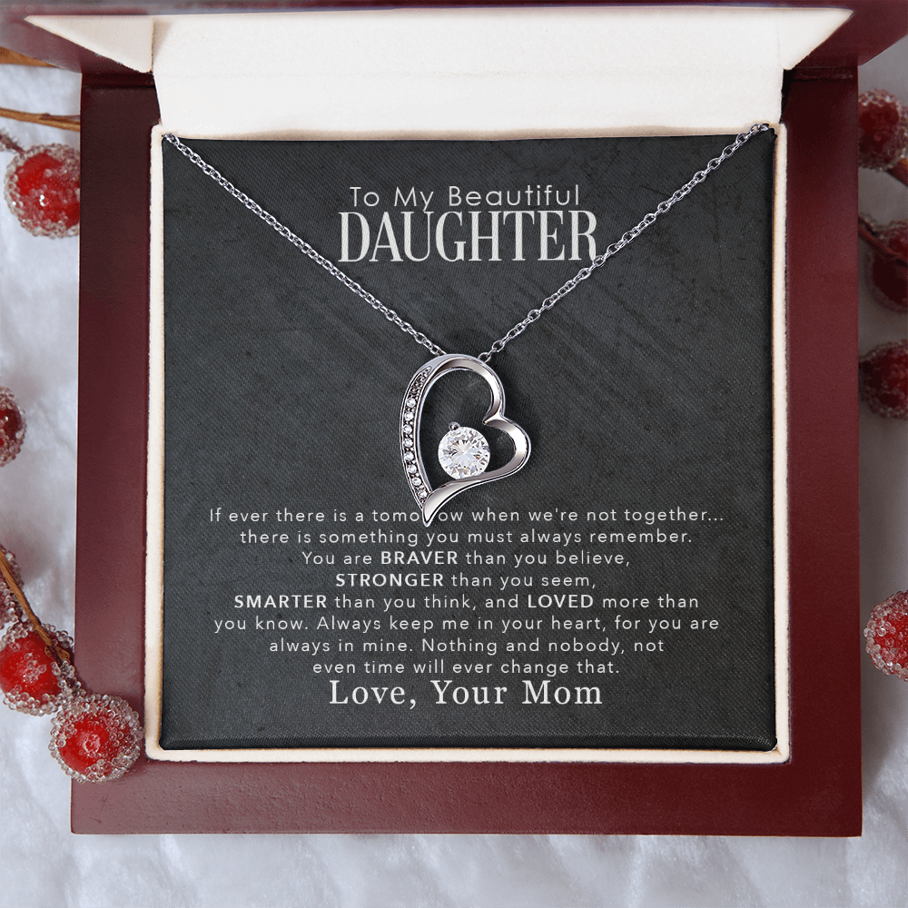 To My Daughter – You Are Braver Stronger Smarter & Loved More Than You Know – Necklace from Mom