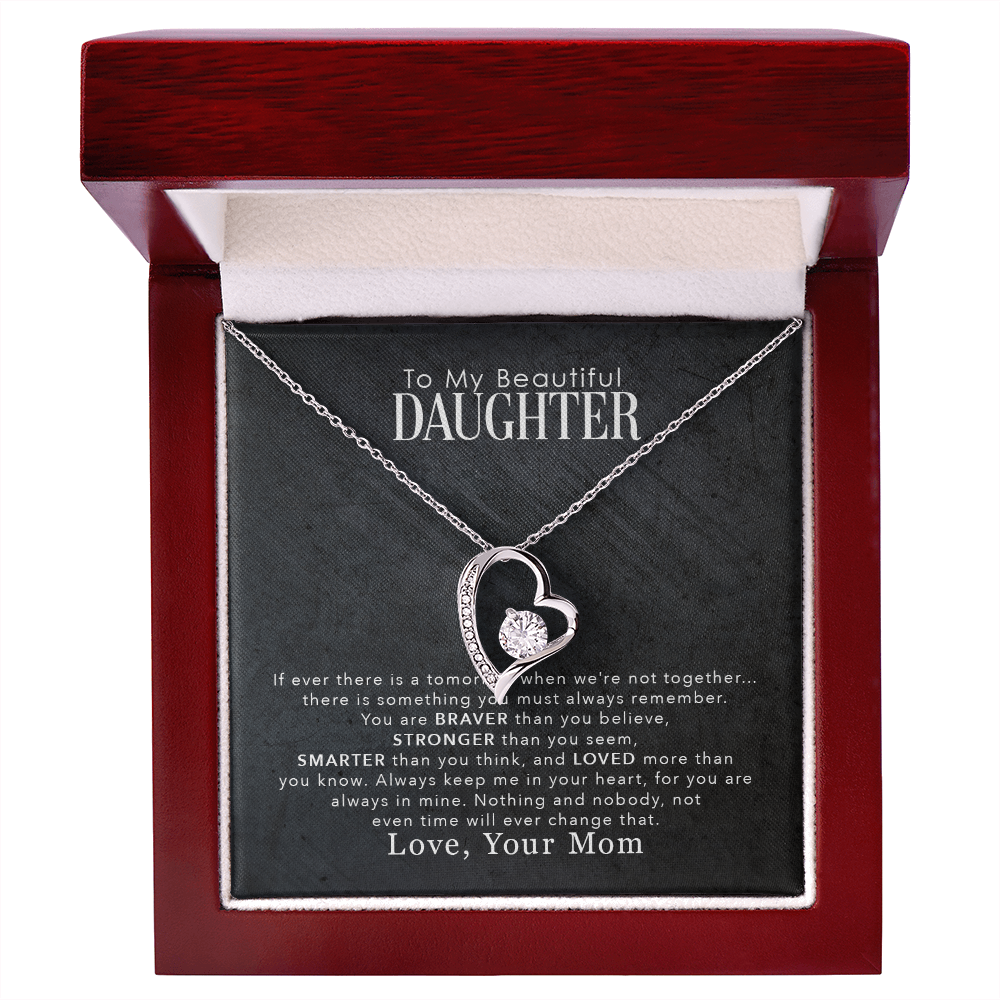 To My Daughter – You Are Braver Stronger Smarter & Loved More Than You Know – Necklace from Mom