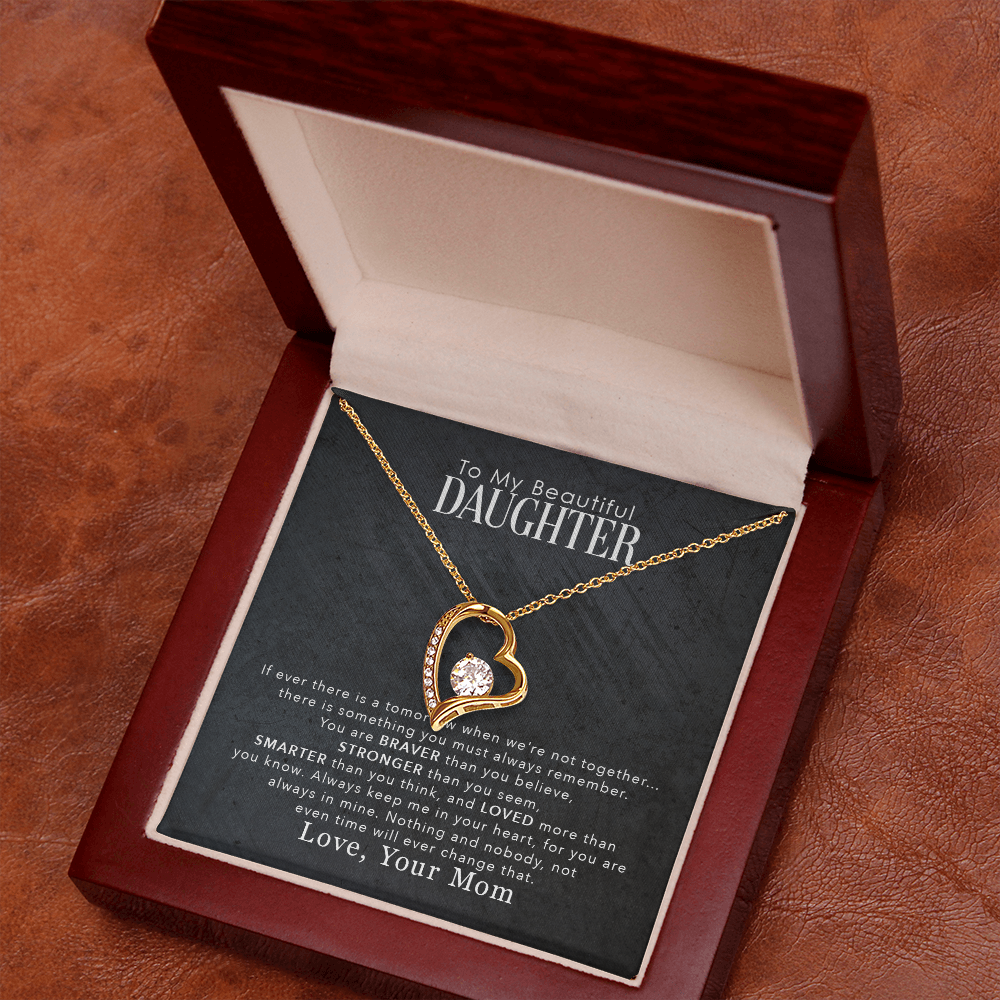 To My Daughter – You Are Braver Stronger Smarter & Loved More Than You Know – Necklace from Mom