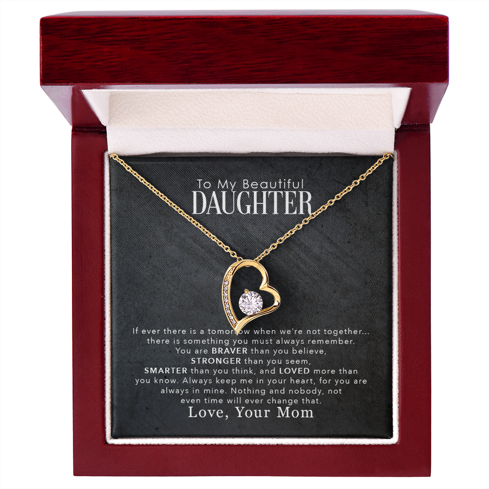 To My Daughter – You Are Braver Stronger Smarter & Loved More Than You Know – Necklace from Mom