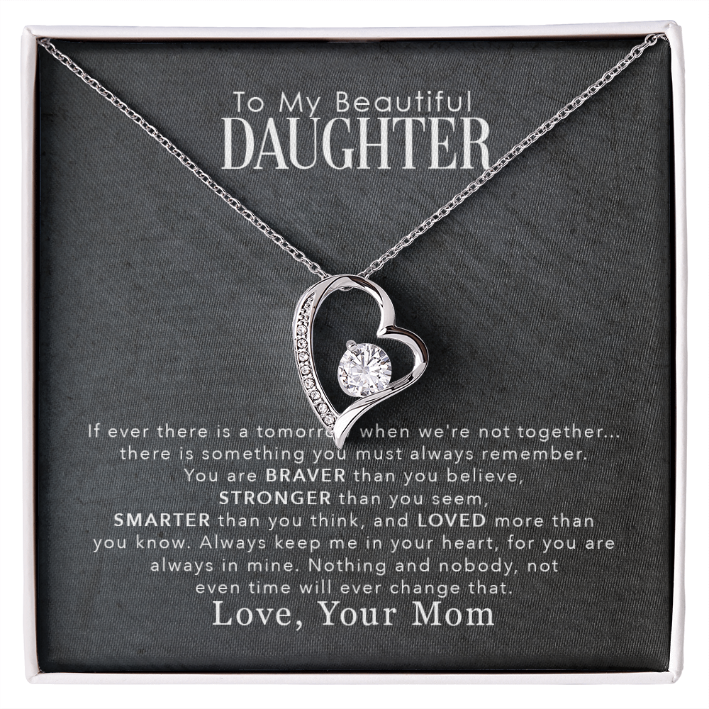 To My Daughter – You Are Braver Stronger Smarter & Loved More Than You Know – Necklace from Mom