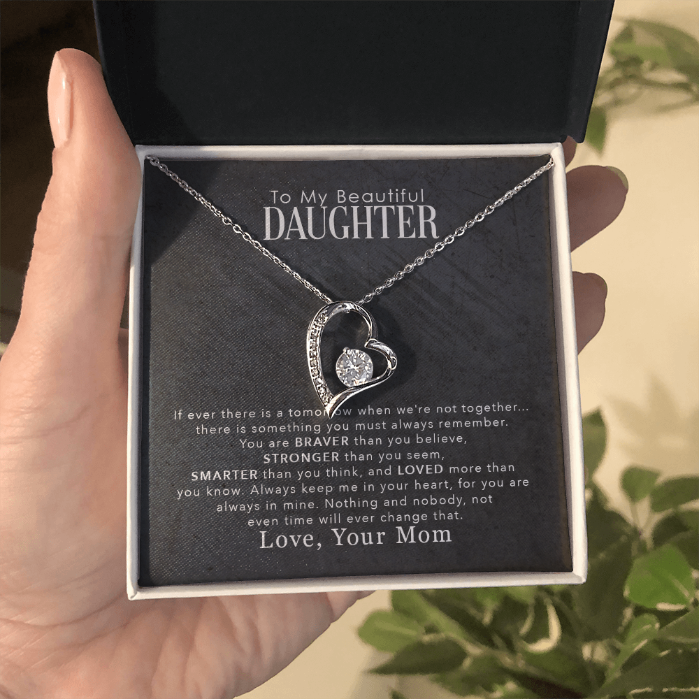 To My Daughter – You Are Braver Stronger Smarter & Loved More Than You Know – Necklace from Mom