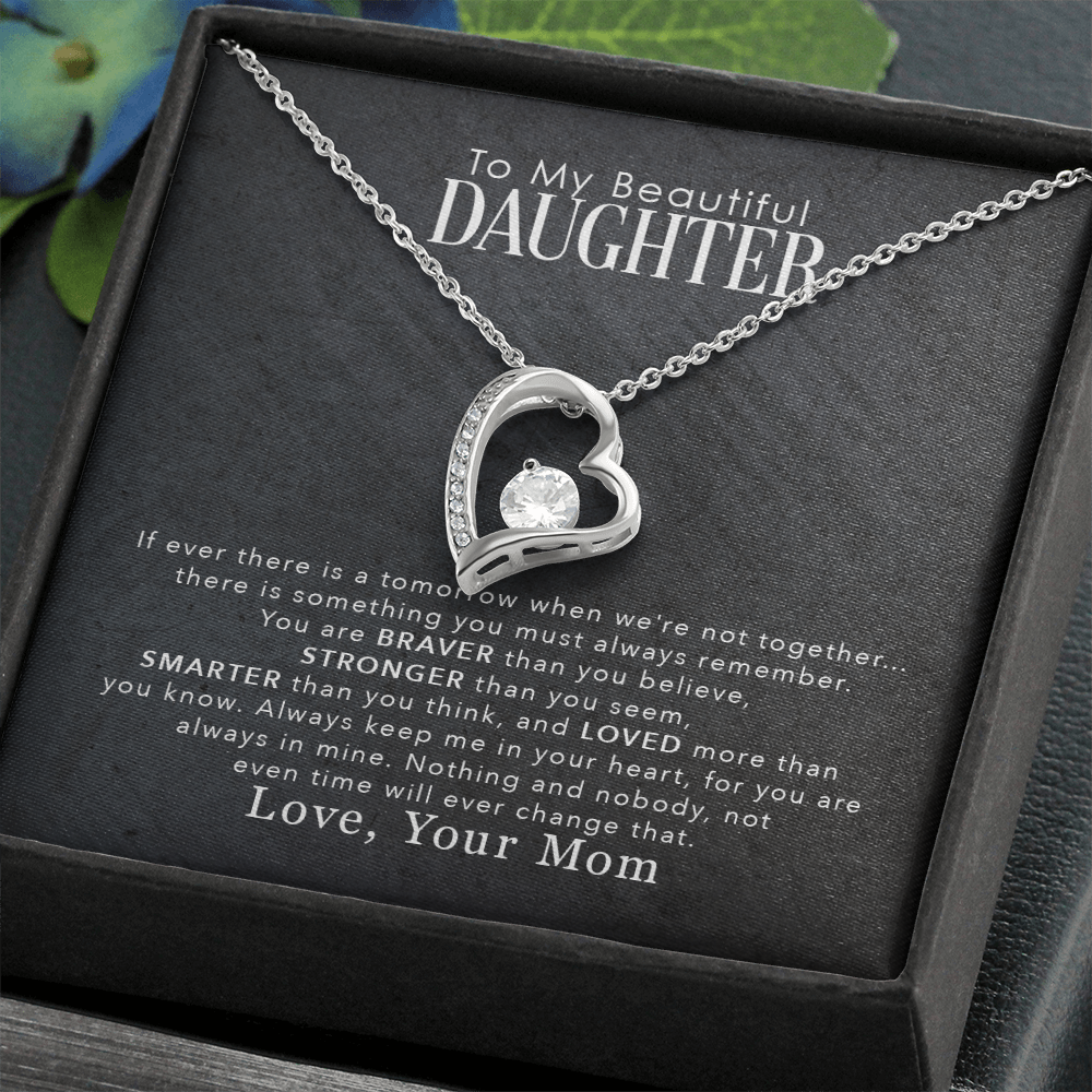 To My Daughter – You Are Braver Stronger Smarter & Loved More Than You Know – Necklace from Mom