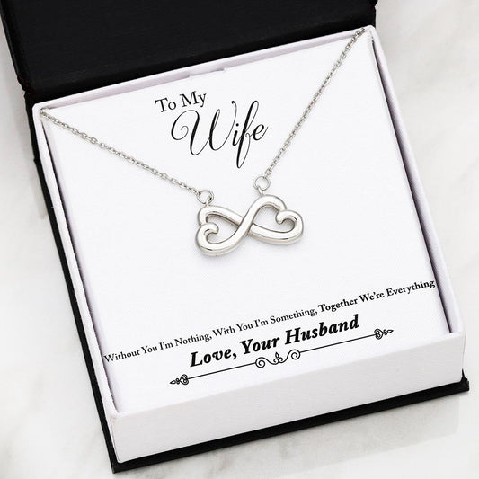 Husband to Wife Infinity Heart Necklace with Message Card.