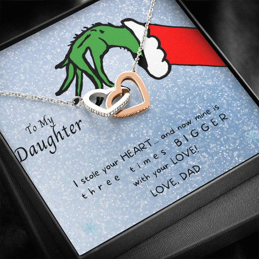 To My Daughter - I stole you heart - Necklace and Card